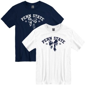 navy and white short sleeve t-shirts Penn State 1855 with ribbon bows
